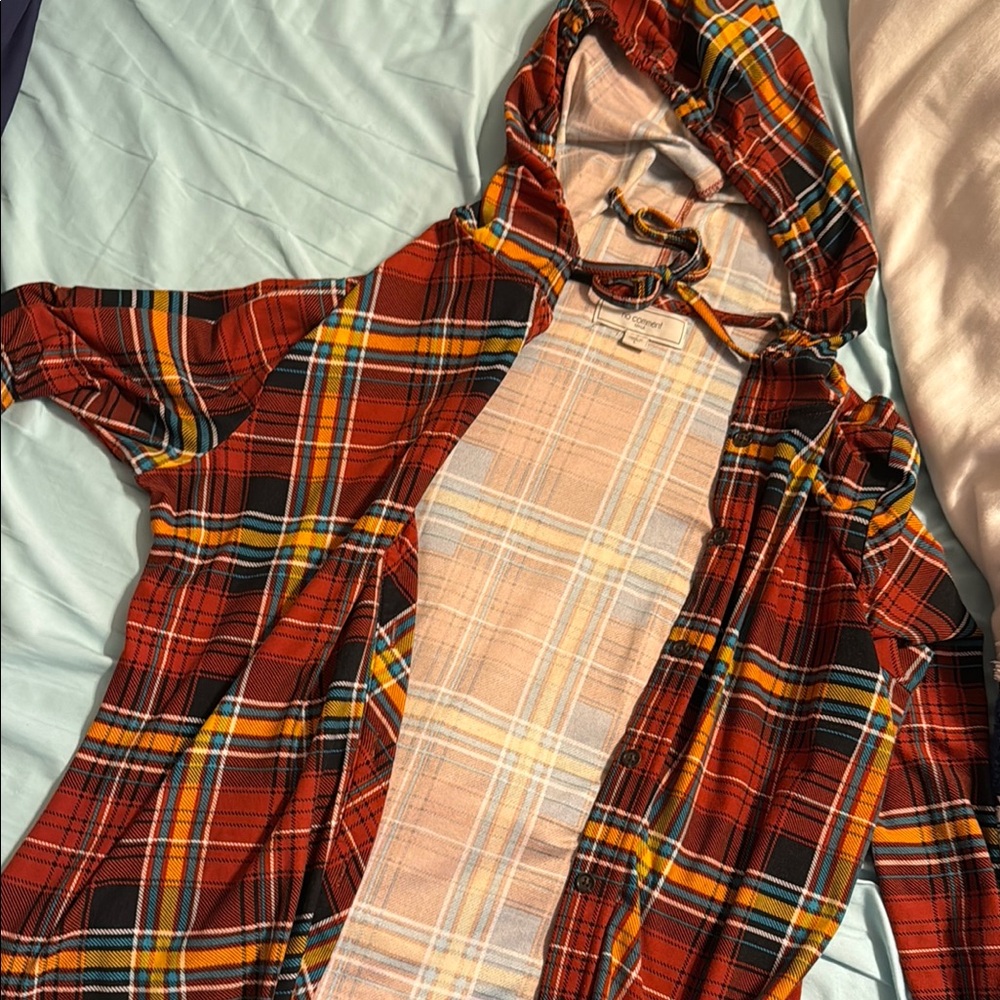 Plaid Hooded Women's Top